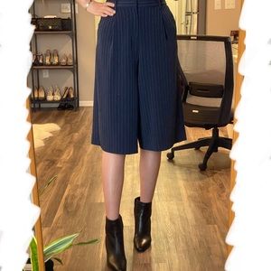Uniqlo cropped wide leg pants in blue strips